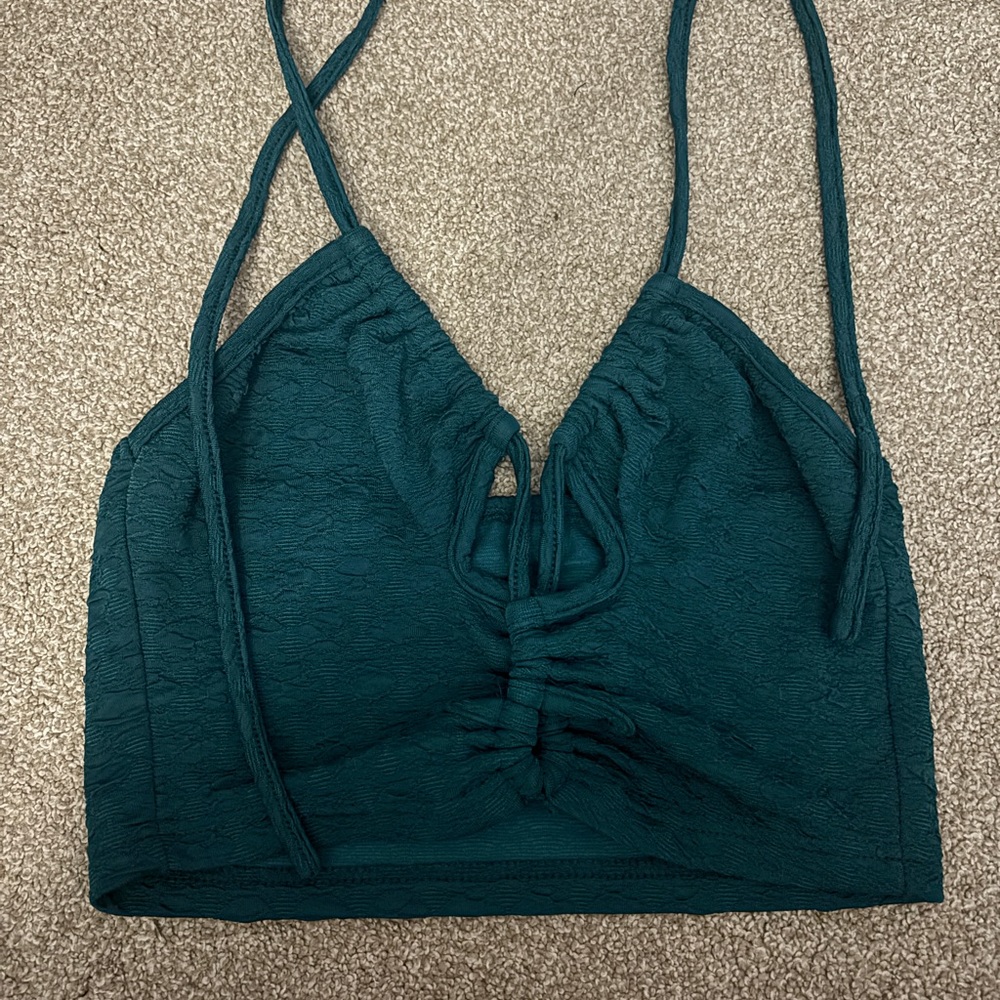 SHEIN Teal Ruched Crop Top